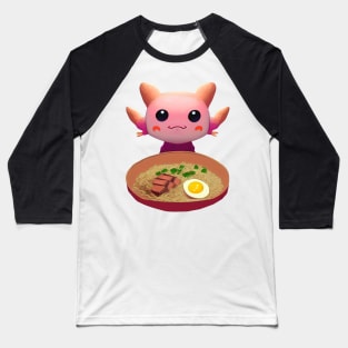 Kawaii cute axolotl eats ramen noodles Japan Baseball T-Shirt